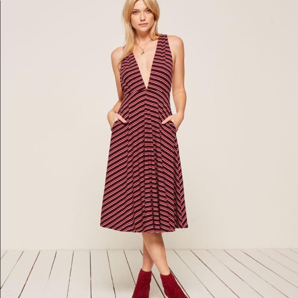 Reformation Thyme Dress Sunset Stripe
